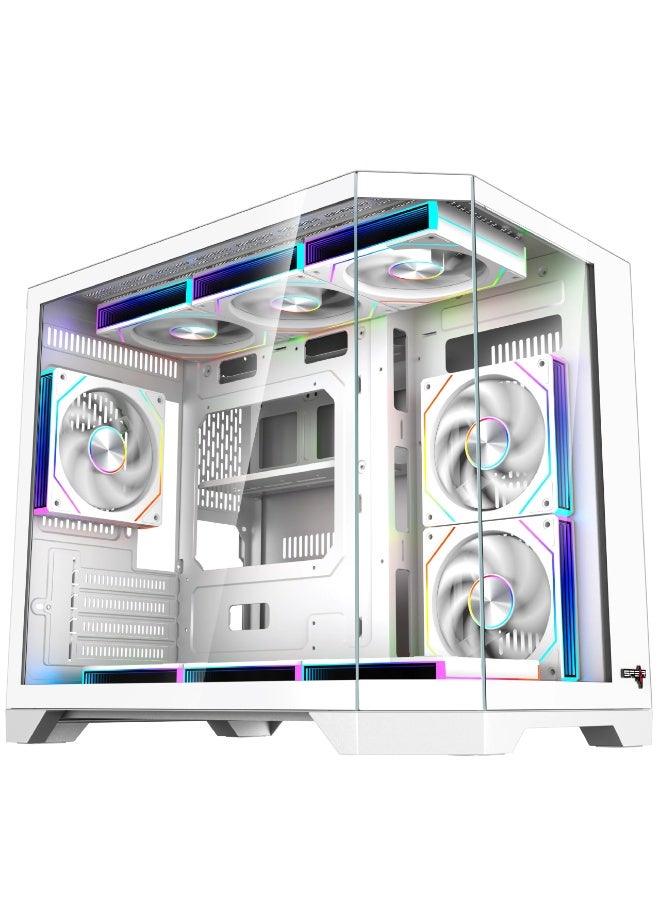 Spear Pc حالة ألعاب DOST 60 MINI MICRO-ATX مع 6 مراوح ARGB وتحكم عن بعد باللون الأبيض تدعم مبرد 360 مم - Image 1