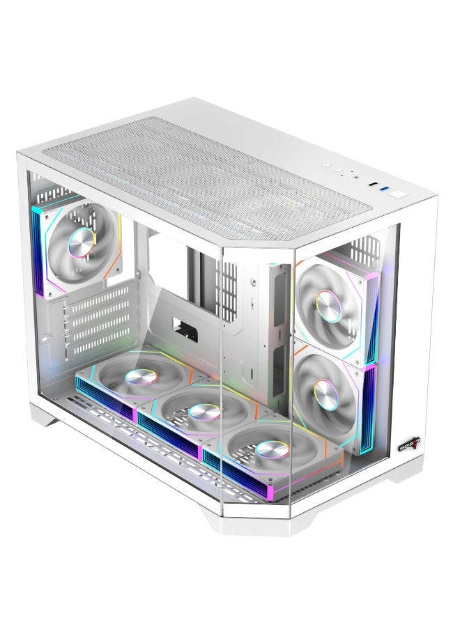 Spear Pc حالة ألعاب DOST 60 MINI MICRO-ATX مع 6 مراوح ARGB وتحكم عن بعد باللون الأبيض تدعم مبرد 360 مم - Image 2