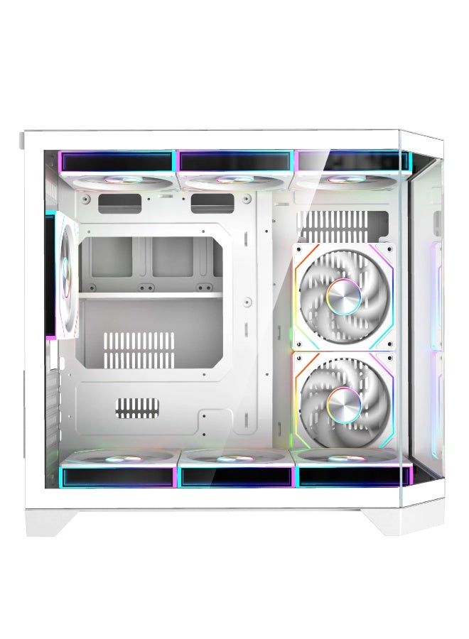 Spear Pc حالة ألعاب DOST 60 MINI MICRO-ATX مع 6 مراوح ARGB وتحكم عن بعد باللون الأبيض تدعم مبرد 360 مم - Image 4