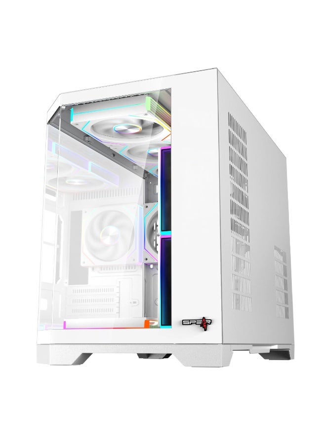 Spear Pc حالة ألعاب DOST 60 MINI MICRO-ATX مع 6 مراوح ARGB وتحكم عن بعد باللون الأبيض تدعم مبرد 360 مم - Image 5