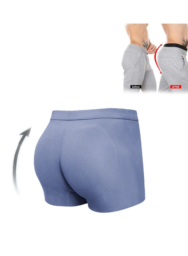 Apustim 0.8cm Thick Memory Pad Men's Hip Lifting Body Shaping Briefs，Men's Thickened Briefs，Body Shaping Boxer Briefs （Dark Blue） - Image 1