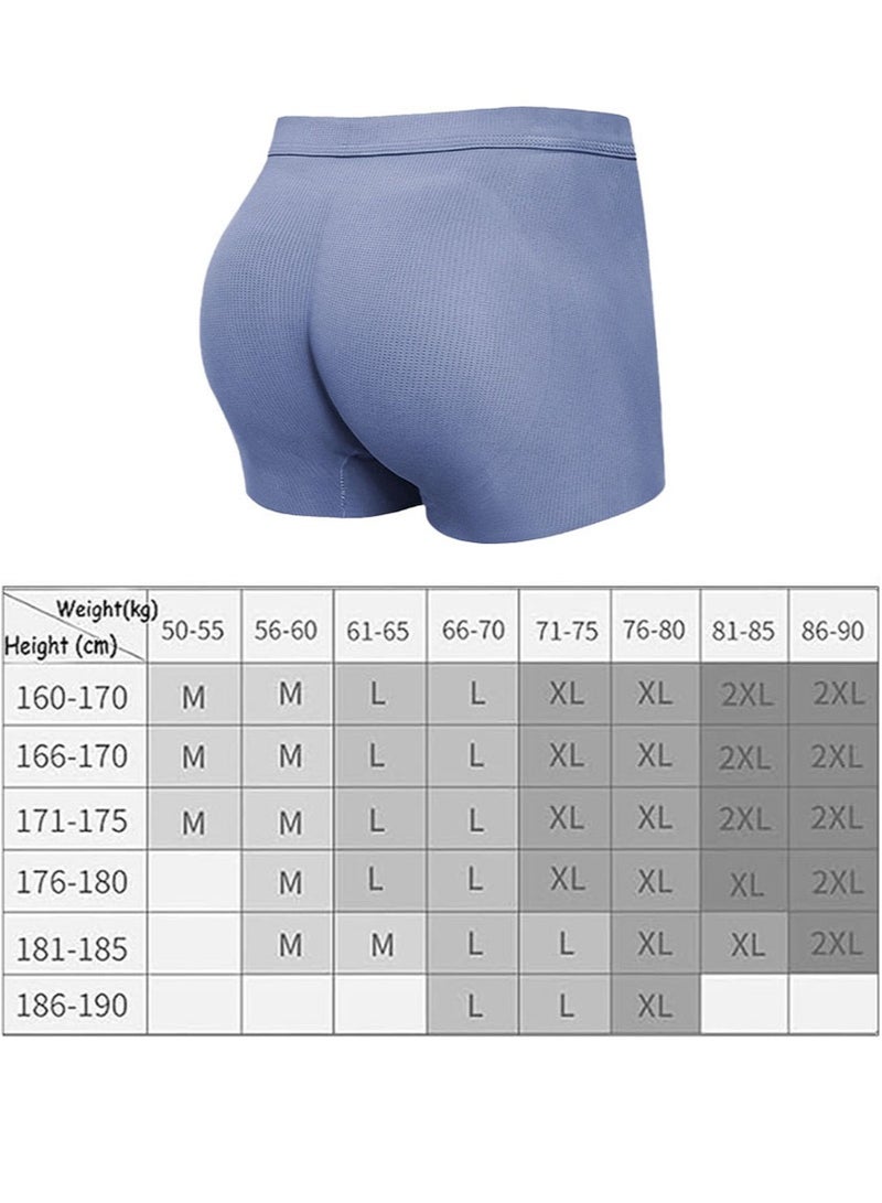 Apustim 0.8cm Thick Memory Pad Men's Hip Lifting Body Shaping Briefs，Men's Thickened Briefs，Body Shaping Boxer Briefs （Dark Blue） - Image 2