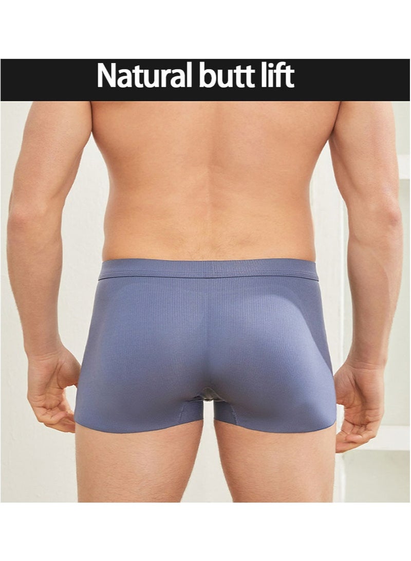 Apustim 0.8cm Thick Memory Pad Men's Hip Lifting Body Shaping Briefs，Men's Thickened Briefs，Body Shaping Boxer Briefs （Dark Blue） - Image 3