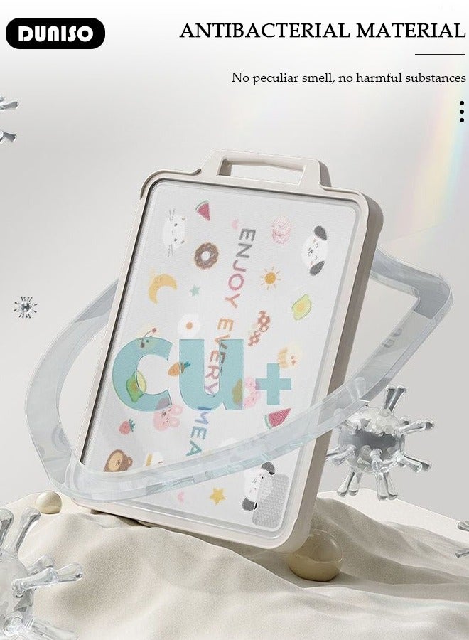 DUNISO ألواح تقطيع من الفولاذ المقاوم للصدأ، ألواح تقطيع مزدوجة الجوانب للمطبخ، حافة مطاطية صديقة للبيئة غير قابلة للانزلاق، لوح تقطيع كبير مزدوج الاستخدام مع مقبض، للفواكه واللحوم - Image 3