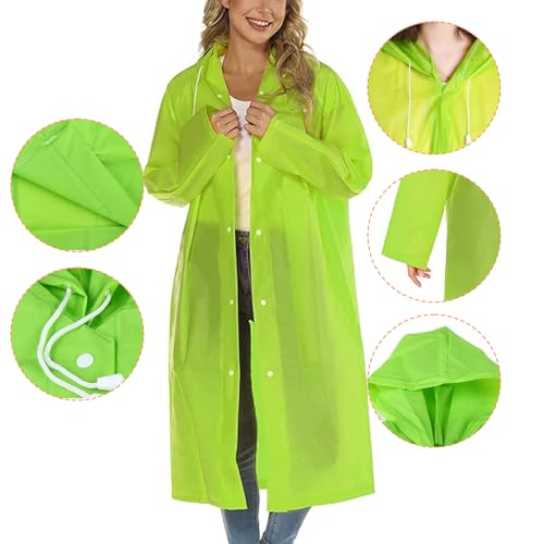 Allextreme EVA Waterproof Unisex Rain Coat Hooded Full Sleeves Outdoor Men, Women, Boys & Girls Rainwear Poncho Raincoat for Camping, Hiking & Travelling (Universal Size,1 Pc Neon Green) - Image 3