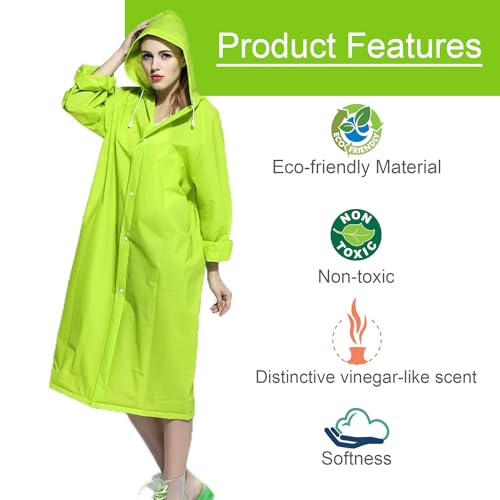 Allextreme EVA Waterproof Unisex Rain Coat Hooded Full Sleeves Outdoor Men, Women, Boys & Girls Rainwear Poncho Raincoat for Camping, Hiking & Travelling (Universal Size,1 Pc Neon Green) - Image 2