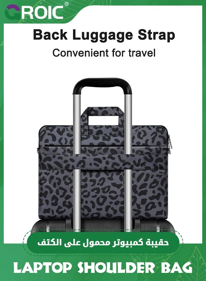 GROIC Laptop Shoulder Bag, Laptop Sleeve Bag 15.6-16 inch, Leopard Grain Briefcase Sleeve Compatible with MacBook Air 15 inch, Chromebook, HP, 15.3-16 inch Notebook - Image 4