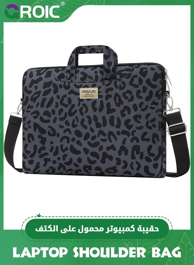 Laptop Shoulder Bag, Laptop Sleeve Bag 15.6-16 inch, Leopard Grain Briefcase Sleeve Compatible with MacBook Air 15 inch, Chromebook, HP, 15.3-16 inch Notebook