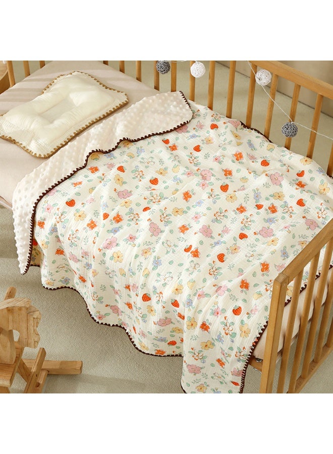 دوكو بطانية الطفل، كريب رداء الحمام حديث الولادة طبقة مزدوجة، سوبر ناعمة حديث الولادة غطاء، بطانية السرير، بطانية الأطفال، بطانية عربة، بطانية العناق الناعمة، بطانية ممتصة سوبر، 3D _ فراولة زهرة بات - Image 1