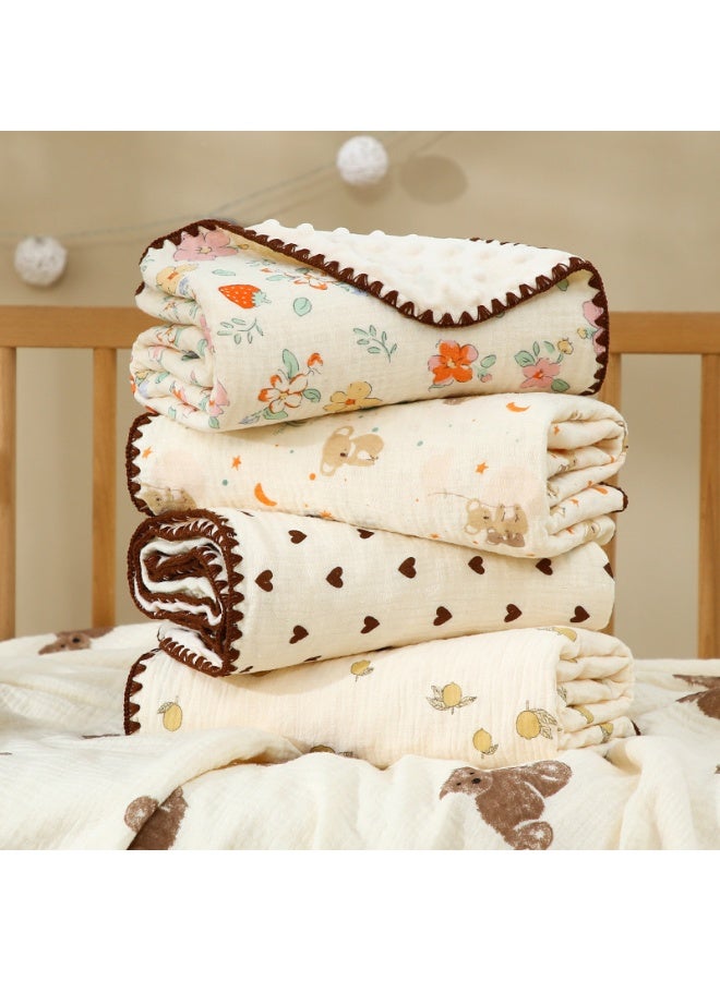 دوكو بطانية الطفل، كريب رداء الحمام حديث الولادة طبقة مزدوجة، سوبر ناعمة حديث الولادة غطاء، بطانية السرير، بطانية الأطفال، بطانية عربة، بطانية العناق الناعمة، بطانية ممتصة سوبر، 3D _ فراولة زهرة بات - Image 3