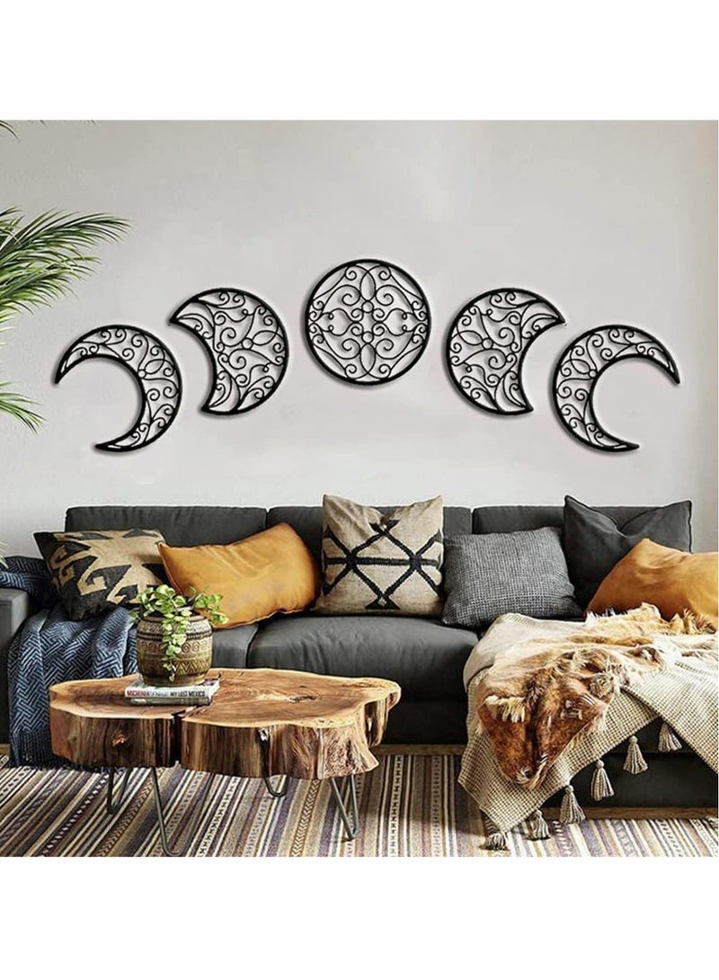 Excefore Moon Decoration Wall Decoration, Art decoration Wall Hanging, Boho Bedroom Decor Home Wall Decoration (Black, 5 Pieces)  - Image 2