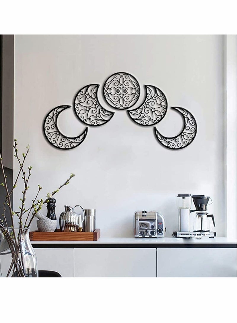 Excefore Moon Decoration Wall Decoration, Art decoration Wall Hanging, Boho Bedroom Decor Home Wall Decoration (Black, 5 Pieces)  - Image 3