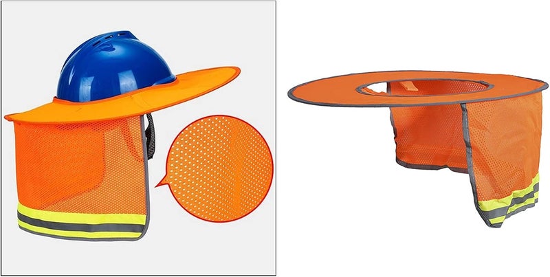 klarako Full Brim Hard Hat Sunshade Neck Shield Neck Sun Shade Protection for Safety Helmet  Fluorescent Orange - Image 4