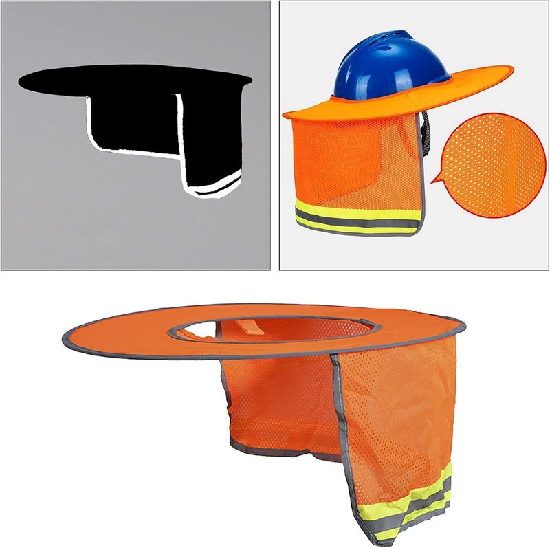klarako Full Brim Hard Hat Sunshade Neck Shield Neck Sun Shade Protection for Safety Helmet  Fluorescent Orange - Image 2