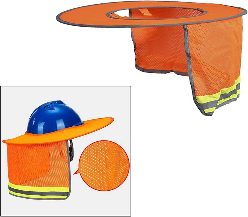 klarako Full Brim Hard Hat Sunshade Neck Shield Neck Sun Shade Protection for Safety Helmet  Fluorescent Orange - Image 3