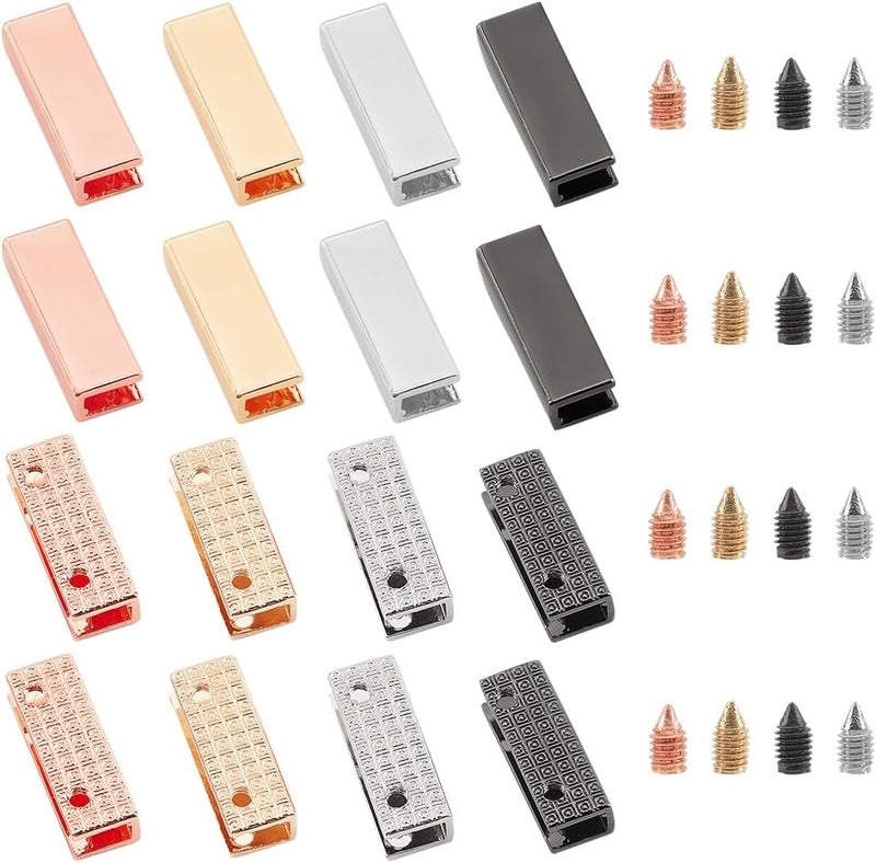 كلاراكو مجموعة من 16 مشبكًا مزخرفًا للحقائب من كلاركو، 4 ألوان معدنية لغطاء حافة حقيبة اليد، مشبك بطول 0.98 بوصة، أطراف نهايات حزام جلدي، مشبك حزام، سدادة نهاية سحاب، أدوات يدوية لصنع محفظة جلدية - Image 1