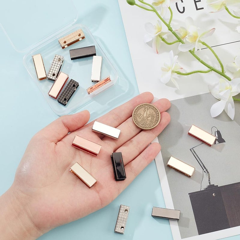 كلاراكو مجموعة من 16 مشبكًا مزخرفًا للحقائب من كلاركو، 4 ألوان معدنية لغطاء حافة حقيبة اليد، مشبك بطول 0.98 بوصة، أطراف نهايات حزام جلدي، مشبك حزام، سدادة نهاية سحاب، أدوات يدوية لصنع محفظة جلدية - Image 4