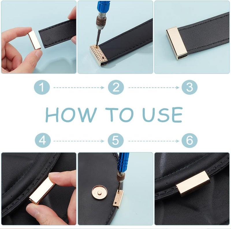 كلاراكو مجموعة من 16 مشبكًا مزخرفًا للحقائب من كلاركو، 4 ألوان معدنية لغطاء حافة حقيبة اليد، مشبك بطول 0.98 بوصة، أطراف نهايات حزام جلدي، مشبك حزام، سدادة نهاية سحاب، أدوات يدوية لصنع محفظة جلدية - Image 3