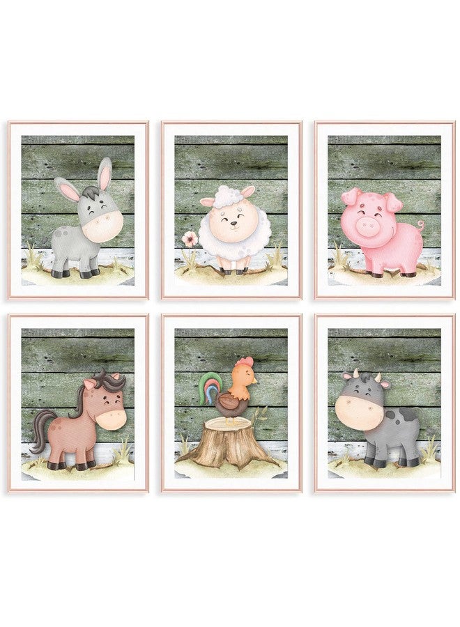 VICBOU 6 Pcs Watercolor Cute Farm Animals Wall Art Prints Nursery Decor Nursery Wall Decor Farm Animals Themed Posters for Baby Room Playroom Girls Boys Kids Toddler Room Decoration 8x10 in Unframed - Image 1