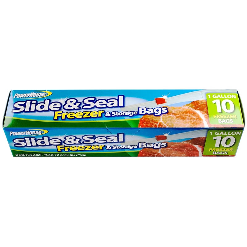 personal care Powerhouse Freezer Storage Bags, Slide and Seal, 10 Count, 1 Gallon Size  - Image 1