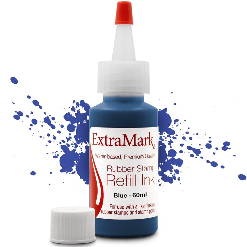 ExtraMark Premium Stamp Refill Ink for Self-Inking Stamps and Stamp Pads, 60 ml, Blue Color Ink. - Image 5
