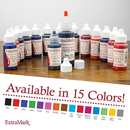 ExtraMark Premium Stamp Refill Ink for Self-Inking Stamps and Stamp Pads, 60 ml, Blue Color Ink. - Image 2