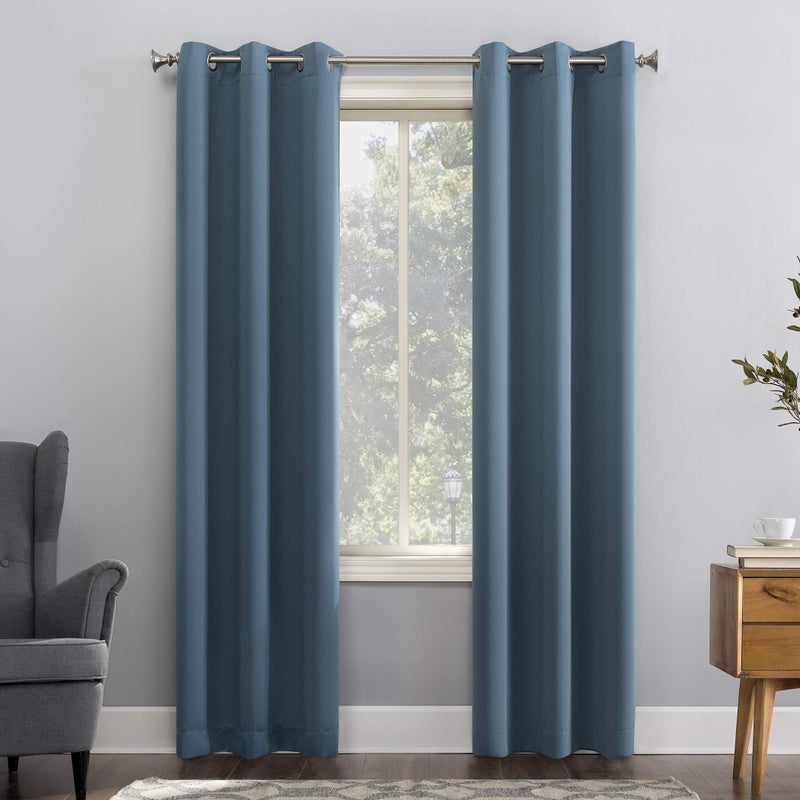Sun Zero Easton Energy Saving Blackout Grommet Curtain Panel 40 x 95 Denim Blue