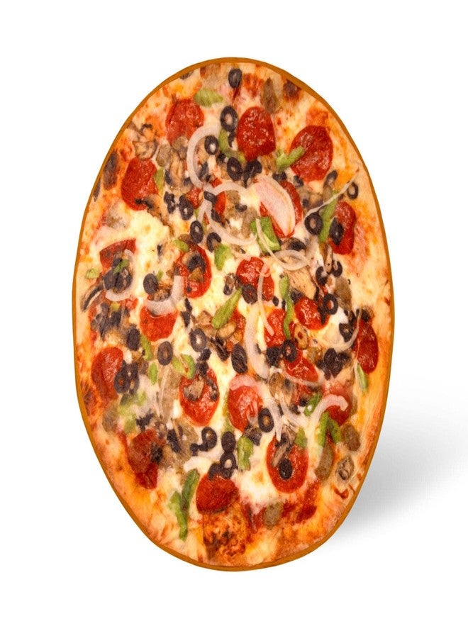 توينك بطانية دائرية من الصوف بتصميم بيتزا فاخرة، بطانية لفّ طعام واقعية | غطاء بوليستر ناعم مخملي للأريكة والسرير، ديكور منزلي مريح | هدايا مبتكرة ومضحكة للمراهقين والأطفال | 60 بوصة - Image 1