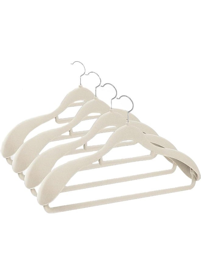 Red Dot Gift Red Dot Gift® 4 Pack Ivory Wide Shoulder Velvet Hangers,Suit Hangers for Men,Smooth Finish 360°Swivel Hook Heavy Duty Coat Hangers for Closet, Jacket Clothes Hangers for Dress,Pants,Shirts,Skirts,Tie.  - Image 1