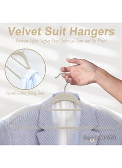 Red Dot Gift Red Dot Gift® 4 Pack Ivory Wide Shoulder Velvet Hangers,Suit Hangers for Men,Smooth Finish 360°Swivel Hook Heavy Duty Coat Hangers for Closet, Jacket Clothes Hangers for Dress,Pants,Shirts,Skirts,Tie.  - Image 4