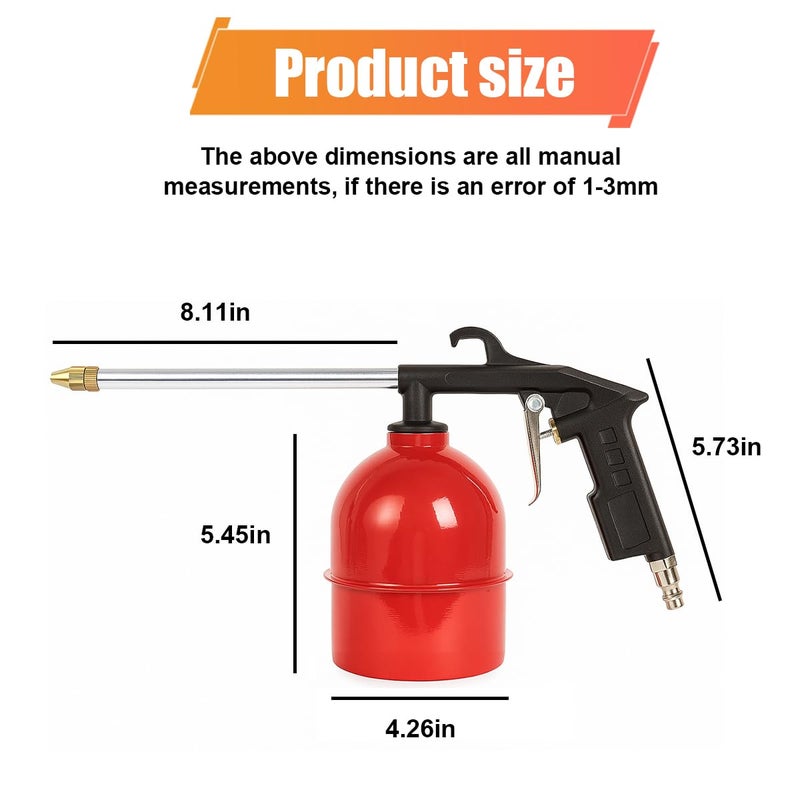 DUSCOKE Air Blow Gun Pneumatic Engine Cleaning Gun with Watering Bottle, High-Pressure Air Sprayer Kit with Brass Nozzle, Vehicle Cleaning Degreaser Tool for Car Engine Compartment, Wheel (Straight&Bottle) - Image 2