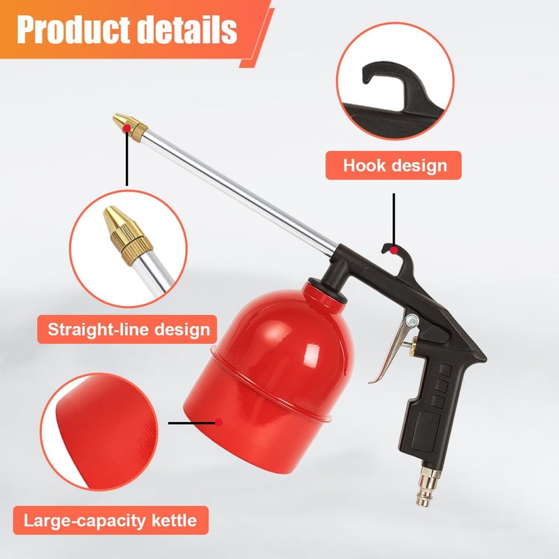 DUSCOKE Air Blow Gun Pneumatic Engine Cleaning Gun with Watering Bottle, High-Pressure Air Sprayer Kit with Brass Nozzle, Vehicle Cleaning Degreaser Tool for Car Engine Compartment, Wheel (Straight&Bottle) - Image 3
