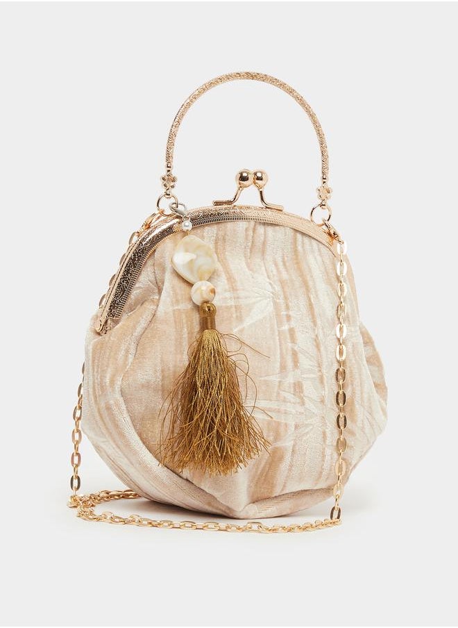 Styli Tasseled Clutch Bag with Chain Strap  - Image 1