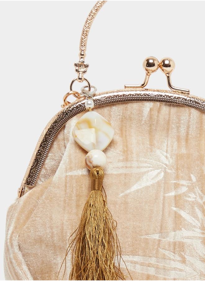 Styli Tasseled Clutch Bag with Chain Strap  - Image 3