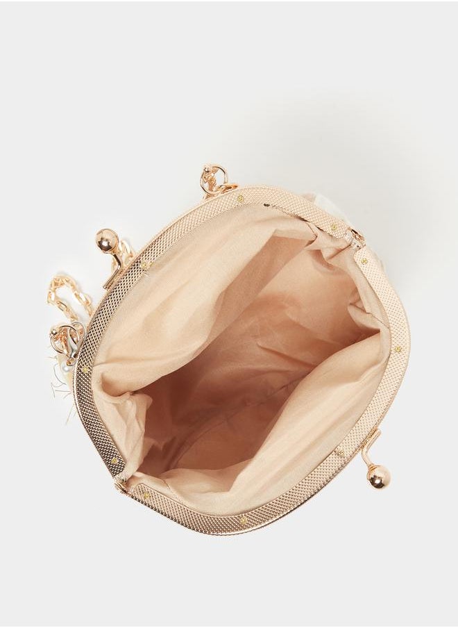 Styli Tasseled Clutch Bag with Chain Strap  - Image 4
