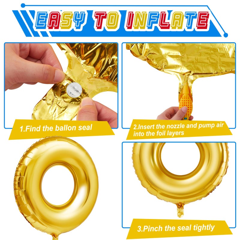 Charnoel 6 Pack 28" Gold Ring Birthday Party Balloon Cartoon Characters Themed Party Decor Foil Large Balloons for Birthday Cartoon Carnival Theme Decorations - Image 5