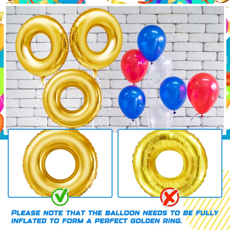 Charnoel 6 Pack 28" Gold Ring Birthday Party Balloon Cartoon Characters Themed Party Decor Foil Large Balloons for Birthday Cartoon Carnival Theme Decorations - Image 3
