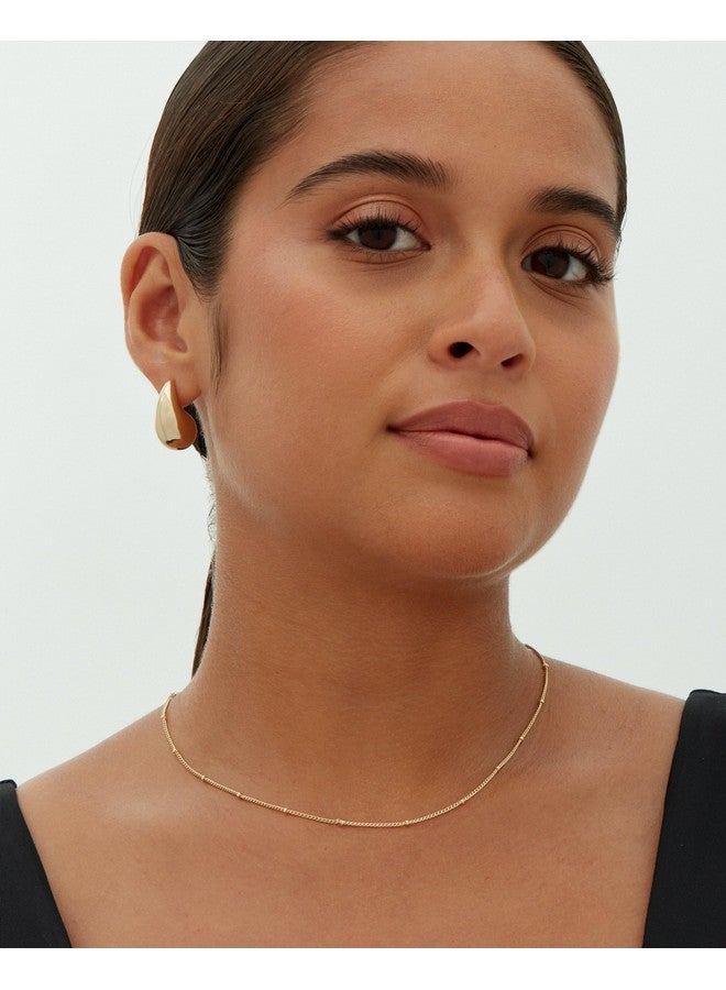 PAVOI 14K Gold Plated 925 Sterling Silver Post Teardrop Chunky Hoop Earrings | Lightweight Drop Yellow Earrings For Women | 22Mm Designer Dupe Earrings  - Image 5