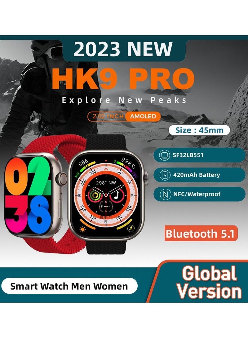 Wearfit Pro HK9 PRO Smartwatch AMOLED Edge Screen 2.02 Inch 485*520 Pixels - Bluetooth V5.2 - Wearfit PRO App (Black)  - Image 3