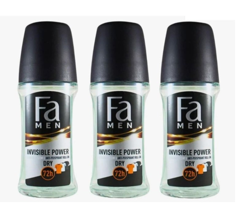 Fa Roll On Invisible Power Antiperspirant Roll-On 50ml, Pack of 3 - Image 1