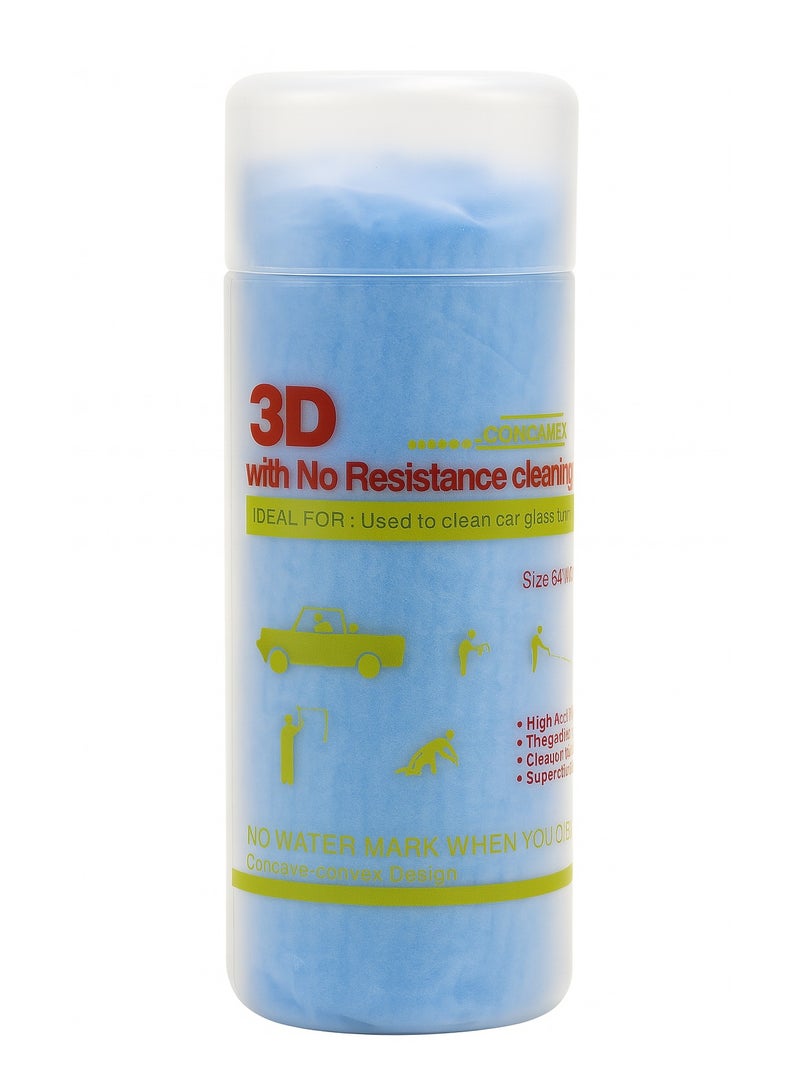 3D Concave Convex Performance Cleaning Chamois – Ultra Absorbent Car, Glass & Household Cleaning Cloth 64x43cm BLUE - Image 1