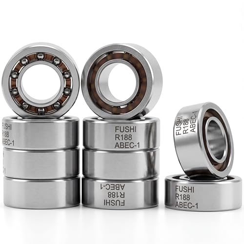 FUSHIBEARING R188 Open Deep Groove Ball Bearing, 1/4" mmx1/2 mmx3/16 mm Fidget Spinner Bearing with Nylon Caged (10 PCS) - Image 1