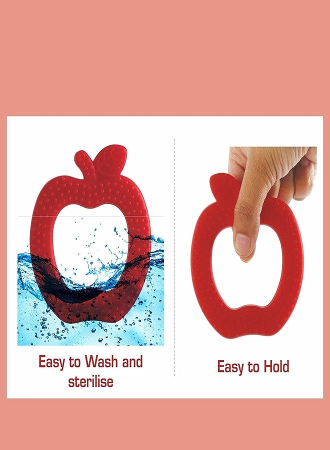 MoldBerry Apple Fruit Shape Soft Silicone Teether for 3-6 Months with Carrying Case, BPA Free Teething Toy for Babies with Textured Surface for Soothing Gums. 100% Food Grade (Multicolor) - Image 2