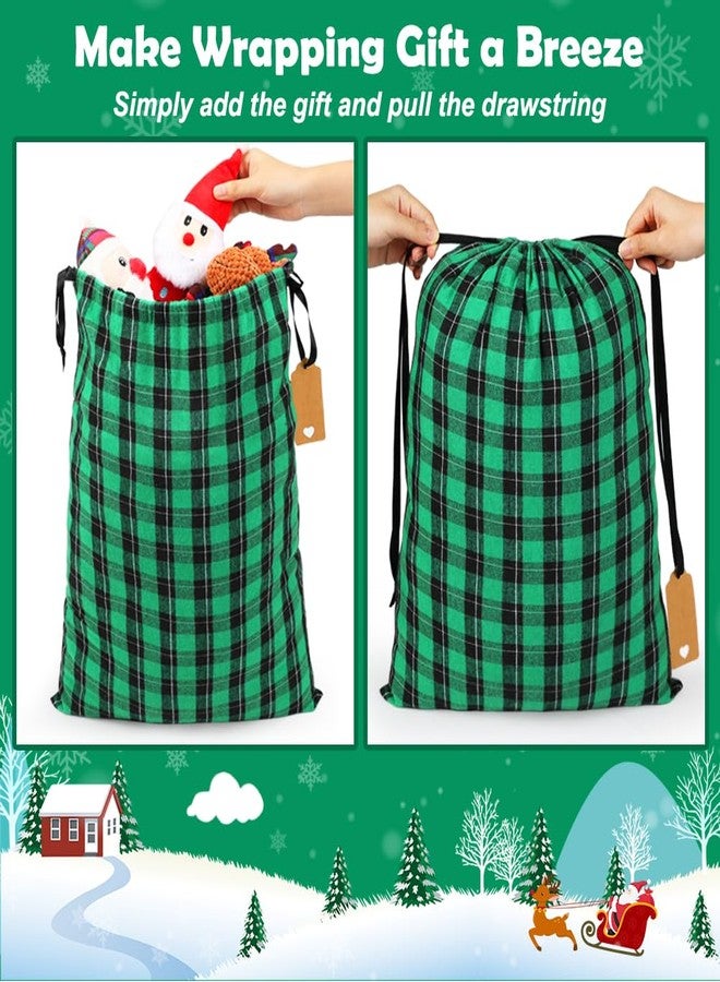 HRX Package Fabric Christmas Gift Bags Assorted (Large 20in, Medium 16in, Small 12in, 9pcs Cotton Gift Wrapping Sacks Cloth Pouches for Xmas Presents - Image 3