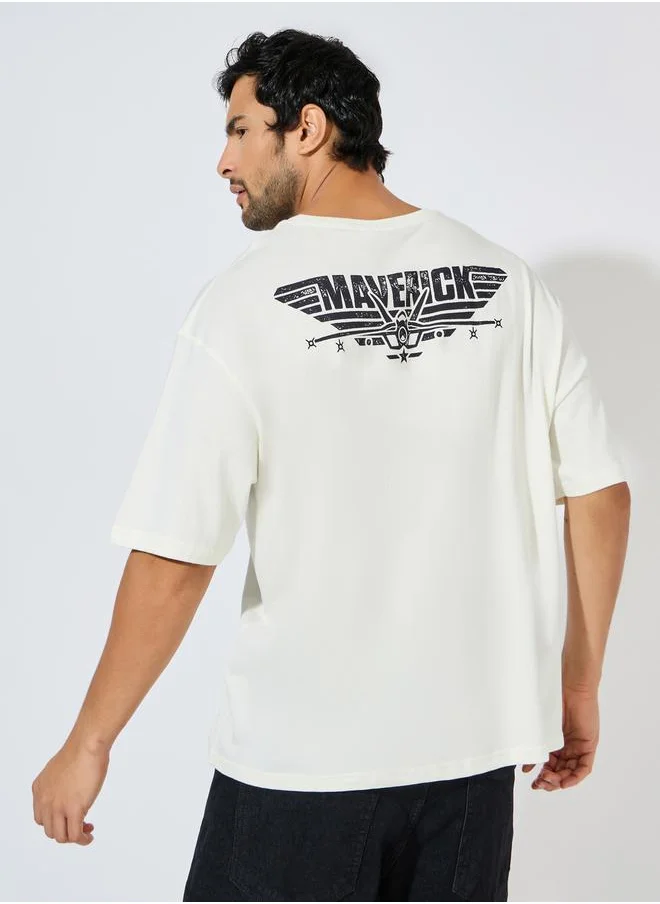 Styli Top Gun Front and Back Print Oversized T-Shirt