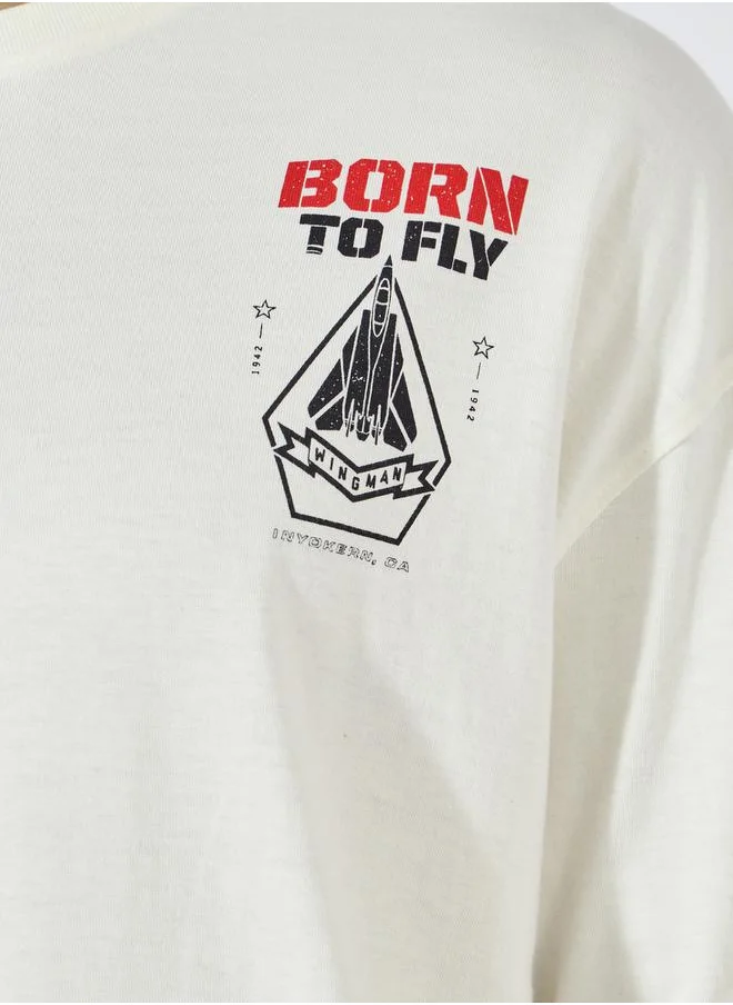 Styli Top Gun Front and Back Print Oversized T-Shirt