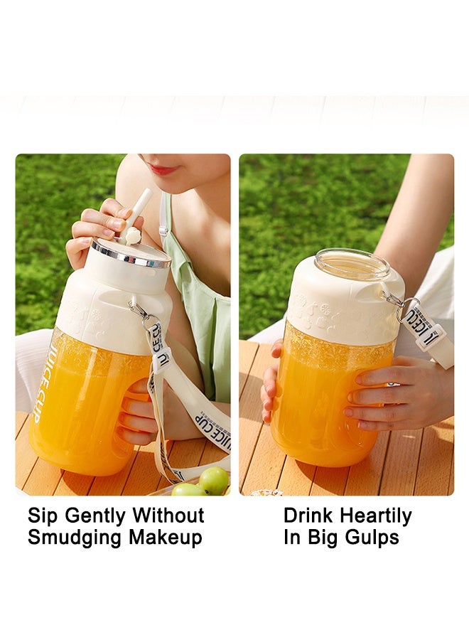 1200ML Portable Wireless Juicer Cup, Electric Fruit Juicer with 14 Stainless Steel Blades & Straw, USB Charging Electric Blender for Travel & Home (Green) - Image 5