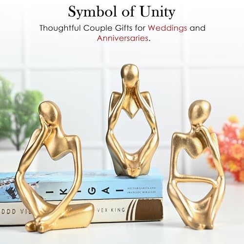 ZAICUS Set of 3 Gold Abstract Thinker Men Statues – Elegant Modern Art Showpieces for Home Decor, Perfect for Living Room, Bedroom, Office, Bookshelf, and Table Centerpiece - Image 5