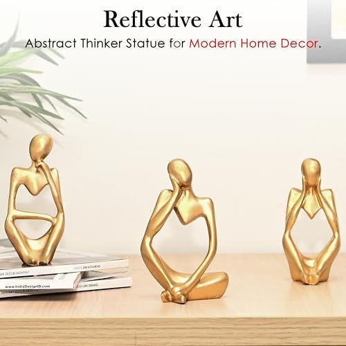 ZAICUS Set of 3 Gold Abstract Thinker Men Statues – Elegant Modern Art Showpieces for Home Decor, Perfect for Living Room, Bedroom, Office, Bookshelf, and Table Centerpiece - Image 3