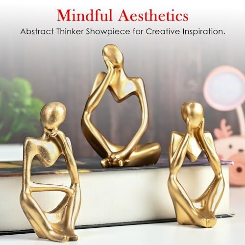 ZAICUS Set of 3 Gold Abstract Thinker Men Statues – Elegant Modern Art Showpieces for Home Decor, Perfect for Living Room, Bedroom, Office, Bookshelf, and Table Centerpiece - Image 4